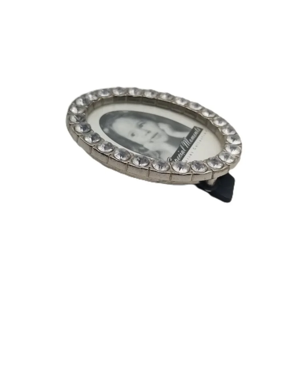 Special Moments Rhinestone Oval Picture Frame Silver Tone Tabletop Elegant